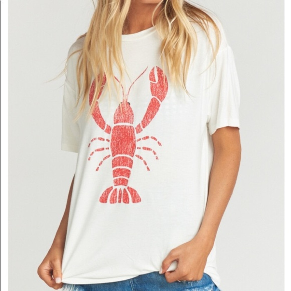Show Me Your MuMu White Tee with Red Lobster Print